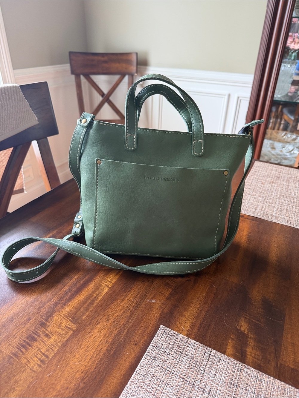 PLG leather- Eucalyptus mini zip crossbody